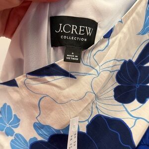 J. Crew Collection Floral one Sleeve Dress in Navy and White